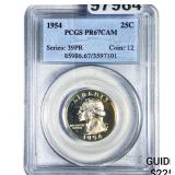 1954 Washington Silver Quarter PCGS PR67 CAM