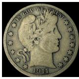 1911-D Silver Barber Half Dollar LIGHTLY  CIRCULA