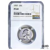 1957 Washington Silver Quarter NGC PF69