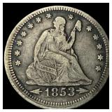 1853 Arrows/Rays Seated Liberty Quarter  LIGHTLY