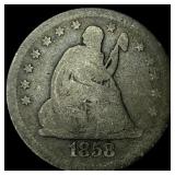 1858 Silver Seated Liberty Quarter NICELY  CIRCUL