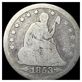 1853 Arrows/Rays Seated Liberty Quarter  NICELY C