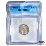 1888 Nickel Three Cent ICG MS61