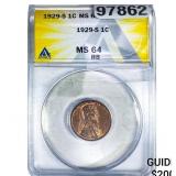 1929-S Wheat Cent ANACS MS64 RB