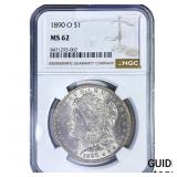 1890-O Morgan Silver Dollar NGC MS62