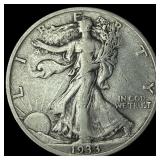 1933-S Silver Walking Liberty Half Dollar  ABOUT