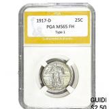 1914-D Standing Liberty Quarter PGA MS65 FH TY 1