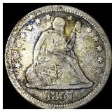 1857-O Silver Seated Liberty Quarter LIGHTLY  CIR