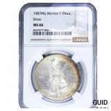 1987Mo Mexico 1 Onza Sliver NGC MS66