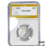 1892 Barber Quarter PGA MS64