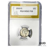 1919-S Mercury Silver Dime PGA MS63 FSB