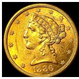 1886-S Gold $5 Half Eagle UNCIRCULATED