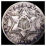 1855 Silver Three-Cent Piece NEARLY  UNCIRCULATED