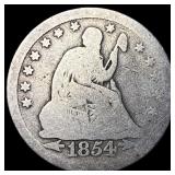 1854 Arrows Seated Liberty Quarter NICELY  CIRCUL