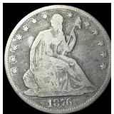 1876-CC Silver Seated Liberty Half Dollar  NICELY