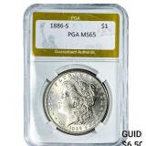 1886-S Morgan Silver Dollar PGA MS65
