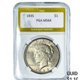 1935 Silver Peace Dollar PGA MS64