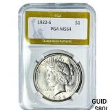 1922-S Silver Peace Dollar PGA MS64