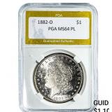 1882-O Morgan Silver Dollar PGA MS64 PL