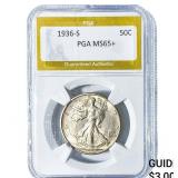 1936-S Walking Liberty Half Dollar PGA MS65+