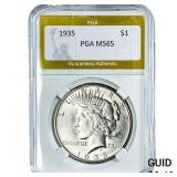 1935 Silver Peace Dollar PGA MS65