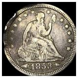 1853 Arrows Seated Liberty Quarter LIGHTLY CIRCULA