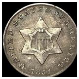 1851 Silver Three-Cent Piece NEARLY UNCIRCULATED