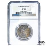 1854 Seated Liberty Quarter NGC XF45 Arrows