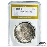 1885-O Morgan Silver Dollar PGA MS64 PL