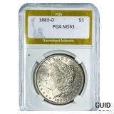 1883-O Morgan Silver Dollar PGA MS63
