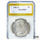1881-O Morgan Silver Dollar PGA MS64