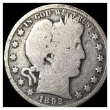 1892 Silver Barber Half Dollar NICELY CIRCULATED