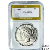 1935 Silver Peace Dollar PGA MS64