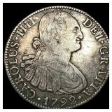 1792-Mo FM Silver 8 Reales NEARLY UNCIRCULATED