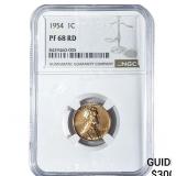 1954 Wheat Cent NGC PF68 RD