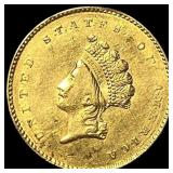 1854 Gold $1 Indian Princess Head Type 2 CHOICE AU