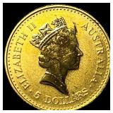 1990 Gold 1/20 oz Australian Nugget $5 CHOICE PROO