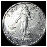 1908-S Silver One Peso Philippines HIGH GRADE