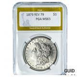 1878 Rev 79 Morgan Silver Dollar PGA MS63