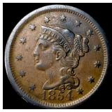 1854 Braided Hair Large Cent CLOSELY UNCIRCULATED