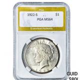 1922-S Silver Peace Dollar PGA MS64