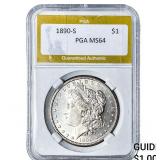 1890-S Morgan Silver Dollar PGA MS64