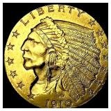 1910 Indian Head $2.5 Gold Quarter Eagle UNCIRCULA