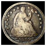 1853 Arrows Seated Liberty Half Dime NICELY  CIRC