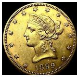 1899 Gold $10 Liberty Head Eagle CLOSELY UNCIRCULA