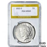 1922-S Silver Peace Dollar PGA MS64