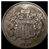 1867 Two-Cent Piece NEARLY UNCIRCULATED
