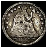 1853 Arrows Seated Liberty Half Dime NICELY CIRCUL