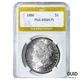 1886 Morgan Silver Dollar PGA MS64 PL