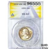 1932 Washington Silver Quarter ANACS MS62